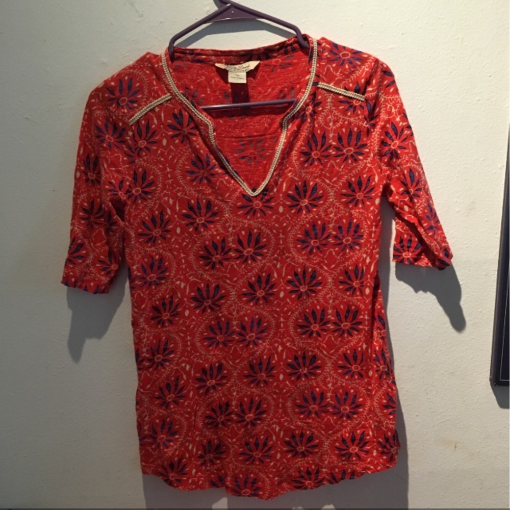 Lucky brand red white blue top xsmall